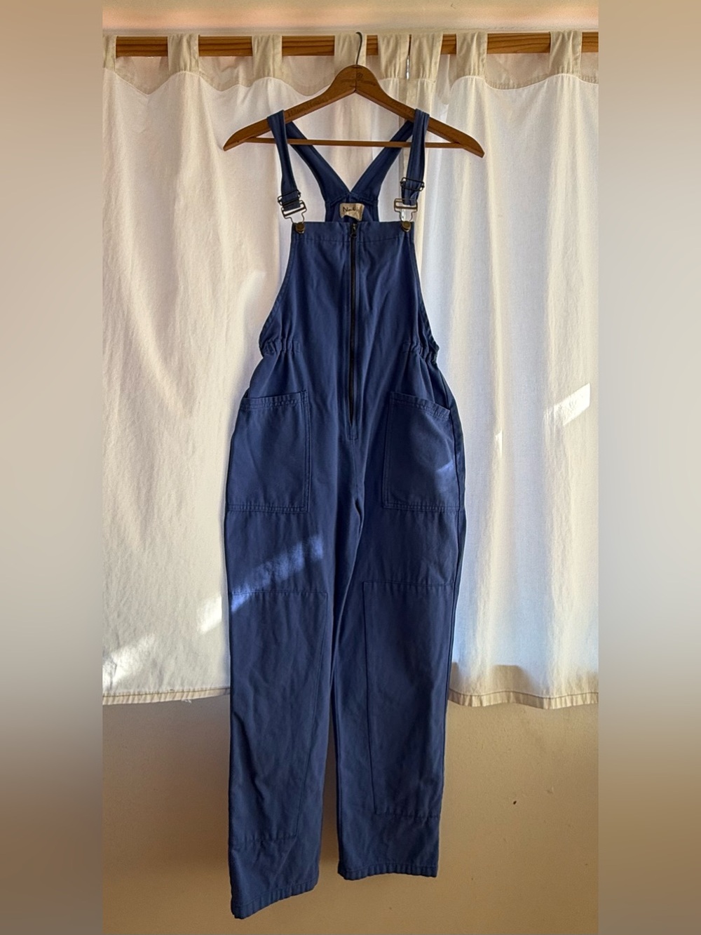 Womens French Blue Utility Overalls sz S